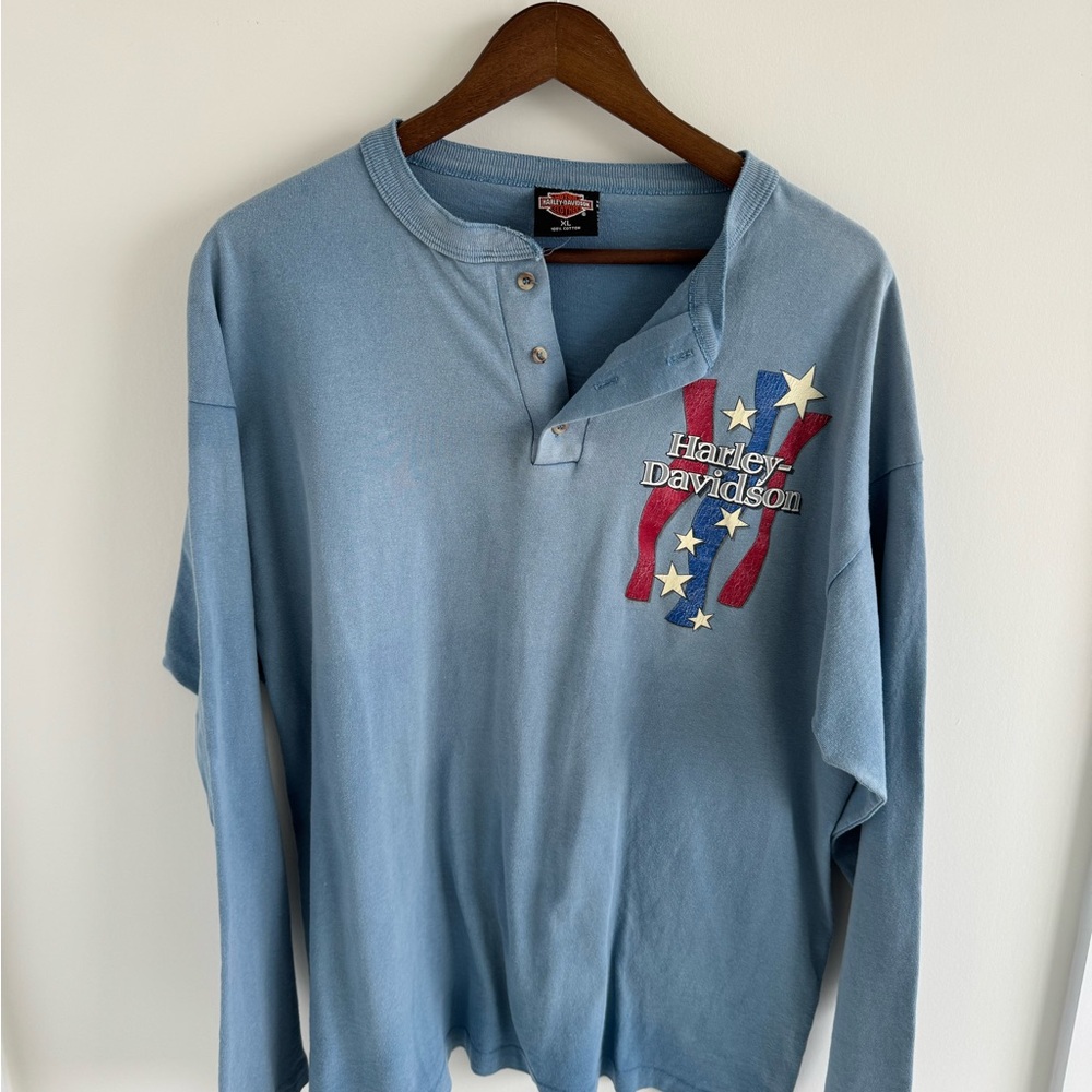 Vintage Harley-Davidson Blue Long Sleeve Shirt 100% cotton